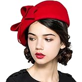 Vintage Bowknot Wool Felt French Beret with Veil Fascinator Pillbox Hats Cocktail Party Wedding Church Fedora