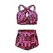 High Waisted Floral Bikini Front CrossRed Tribal Plus Size Swimwear-KJX005-RD3 XL