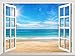 Wall26 Removable Wall Sticker/Wall Mural - Beautiful Summer Seascape and The Beach | Creative Window View Home Decor/Wall Decor - 36