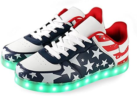 Mingyuming Men Women Girl Boy 11 Color USA American Flag USB Charging LED Shoes Flashing Sneakers CWMGQ37
