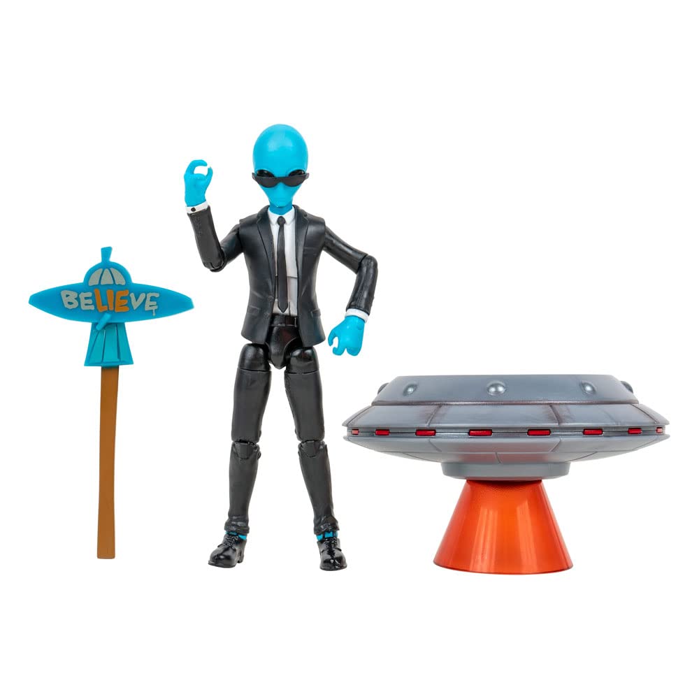 Fortnite HUMAN BILL (EMOTE SERIES) - 4-inch Articulated Figure with Lil’ Saucer Emote Vehicle and Flying Slasher Accessory