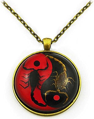 Necklace Yin Yang Red & Black real Scorpions 20" bronze chain Stoner Connection