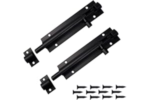 2 PCS Door Bolts, 6 Inch Door Barrel Bolt Lock Black Heavy Duty Brenton Gate Bolt Lock Door Latch Bolt Door Security Door Loc