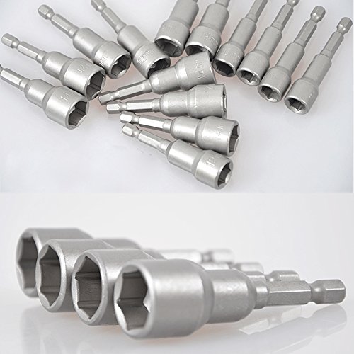 TooTaci 6-19mm Hex Shank Magnetic Nut Setter Driver Drill Bit Set 1/4 inch Quick Change Metric Nut Driver Set - 14pcs