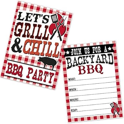 Amazon Com Bbq Invitations Summer Backyard Picnic Grill Cookout