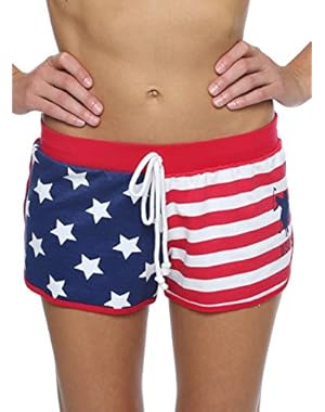 Women's Americana Sleepwear Lounge French Terry Elastic Waistband Shorts