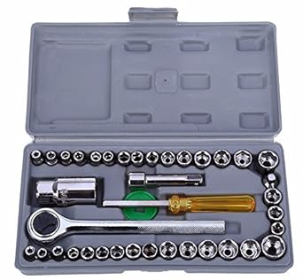 HOLMES Automobile Motorcycle Repair Precision Socket Wrench Tool Case -Set of 40 Pieces