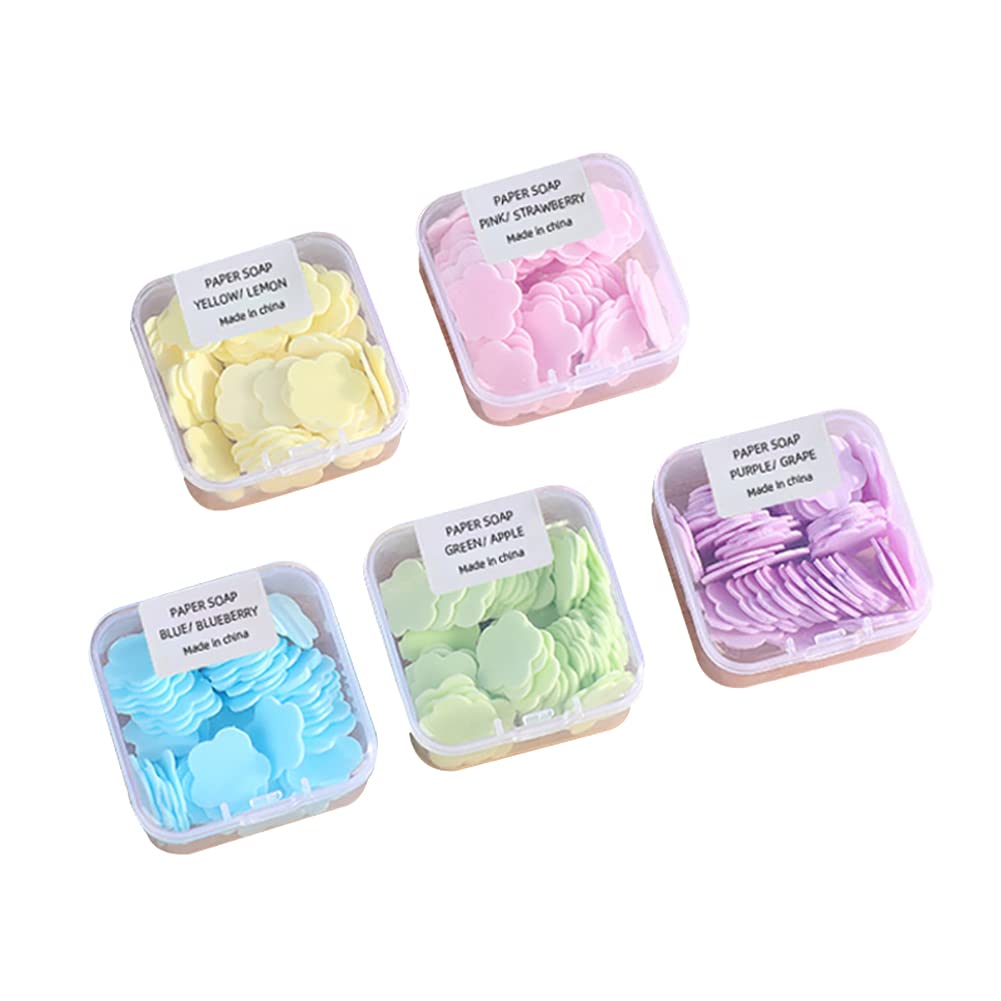 JIHUOO 8 Boxes Portable Paper Soap Confetti Petal Soap Sheets Petals Soap Flakes Flowers Shape Toiletry Paper Soap for Outdoor Travel Camping Hiking