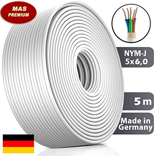 Feuchtraumkabel Stromkabel von 5m bis 50m Mantelleitung NYM-J 5x6 mm² Elektrokabel Ring für feste Verlegung (5m) – Bild 3