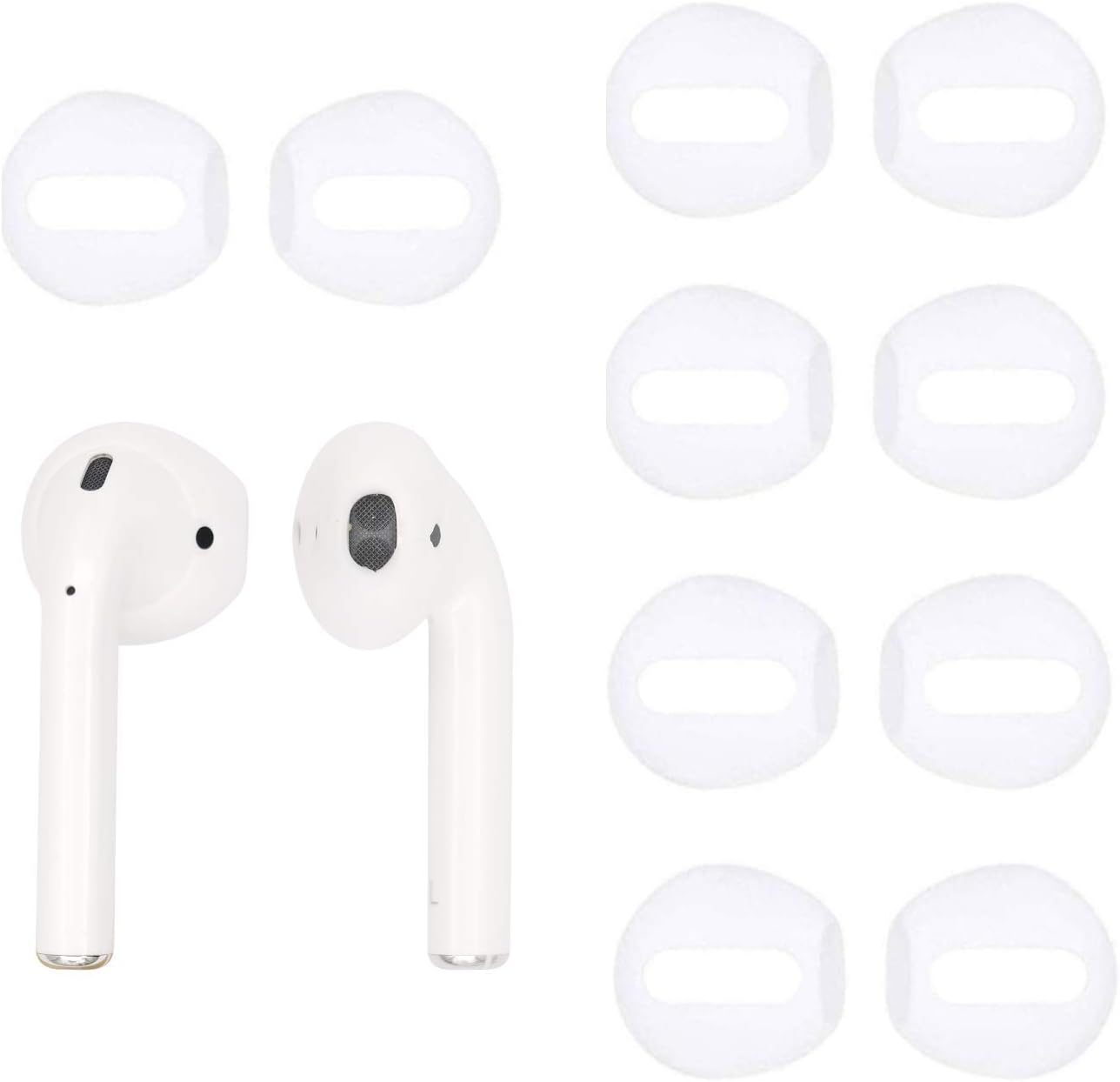 Fit in Case Earbud Covers for Replacement Airpods, Rayker Replacement Ultra Slim Ear Tips Earbud Covers AirPods Earbud Eartips, Fit in Charging Case, 6 Pairs, White