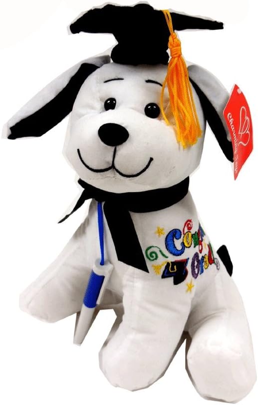 Graduation Autograph Dog With Pen, Black Hat - Congrats Grad! - Multiple Sitting Sizes to Choice - Hound Dog Gift Toys for Graduate Student Party (12”H- Large)