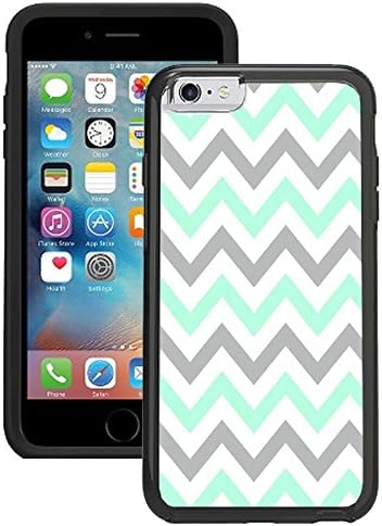 iPhone 6 Plus / iPhone 6S Plus Case - Mint Grey Chevron Clear transparent designer hybrid case cover with drop protection - Unique Designer Trendy Case for girls unisex women
