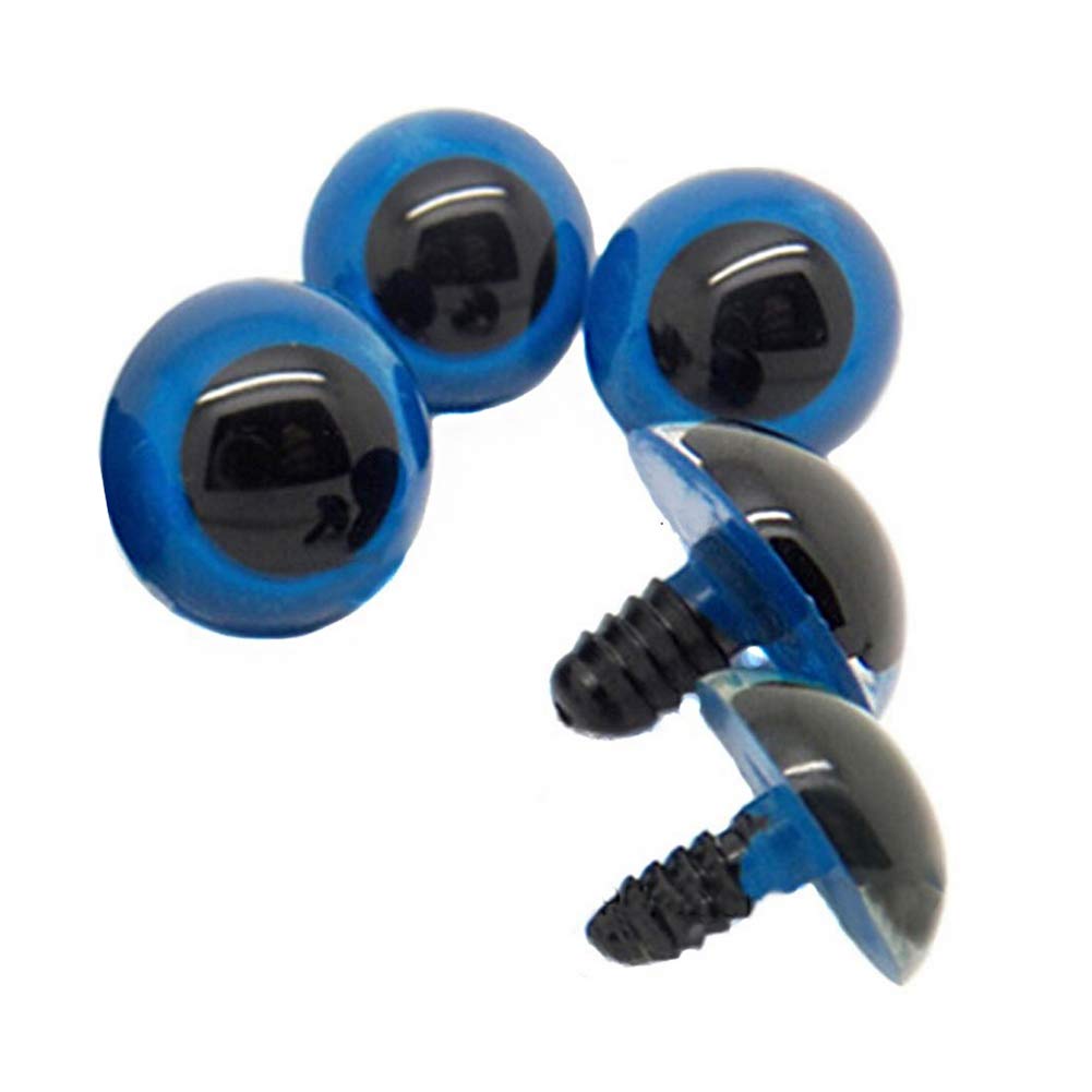 50PCS 10mm Blue Plastic Safety Eyes with Washers for DIY Sewing Crafts Making Supplies
