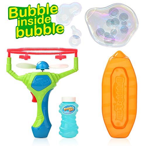 Bubble Machine, Vogek Gun Shooter Bubble Blower Wand Bubble Fan Bubble Maker Playing Game Toy Gift with One Bottle of Soap Solution for Party, Outdoor & Indoor Games, Bubble Gifts for Kids Girls Boys - Thumbnail 6