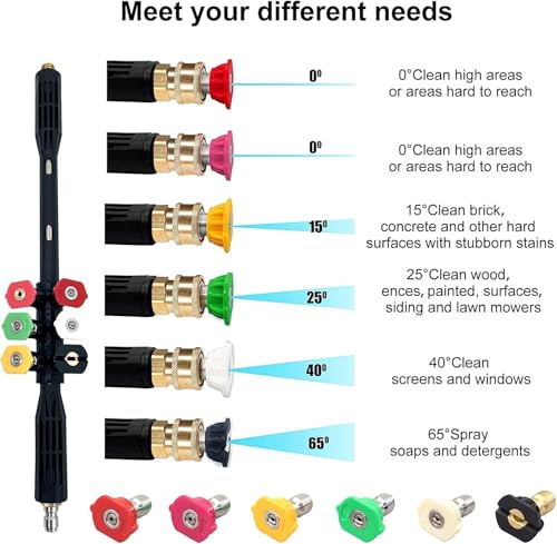 10 Pcs Pressure Washer Extension Wand with Karcher Adapter Compatible for Karcher K Series K2 K3 K4 K5 K6 K7, 4000PSI Gutter Cleaning Tools Extension Lance, 1/4 Inch Quick Connect, with 6 Nozzle Tips