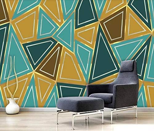 Wallpaper 3D Mural European Golden Abstract Triangle Geometric Lines Wall Murals for Living Room and Bedroom Wall Decor
