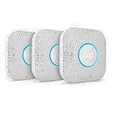 Google, S3006WBUS, Nest Protect Smoke + Carbon Monoxide Alarm, 2nd Gen, Battery, 3 Pack,White