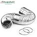 4/6in Aluminum Foil Duct Hose Grow Tent Room Ventilation Cooling System Flex Air Intake Helix Pipe Exhaust Inline Fan Filter CFM Flexible Clothes Dryer Vent with 2 Tension Hose Clamps HVAC Heat Duct