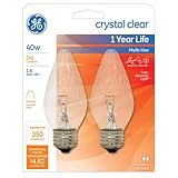 GE Lighting 75341 Flame Shaped Bulb, 40W, Clear, 2-Pack