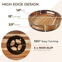 PANDAWOOD 12 Inch Lazy Susan Organizer 100% Acacia