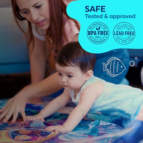 TT TUMMYTIMEZ Premium Tummy Time Water Mat, Extra Large Multi-Stage Activity Center Promoting Baby Motor & Sensory Development, Inflatable Playmat Visual Stimulation Gift Infants Toddlers Boys Girls