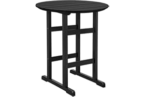 Sundale Outdoor Adirondack Round Bar Table, 39 Inch Height Patio Large Pub Table for 4, All Weather HDPE High Top Bistro Counter Table for Outside Deck Porch Balcony Poolside, Black