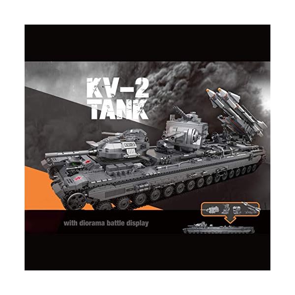 XHH 12che 3663Pcs Militärisches Panzerspielzeug KV-2 Panzermodell MOC WW2 Army Panzerspielzeug – Bild 3