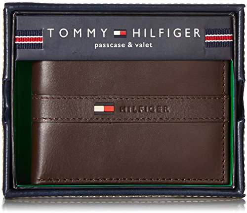 Tommy Hilfiger Men's Ranger Leather Passcase Wallet with Removable Card Holder,Brown,One Size