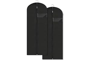 LXLOVESM Dress Bags for Gowns Long, 60'' Garment Bags for Hanging Clothes, Suit Bag Cover for Storage and Travel, 2 Pack (Black)