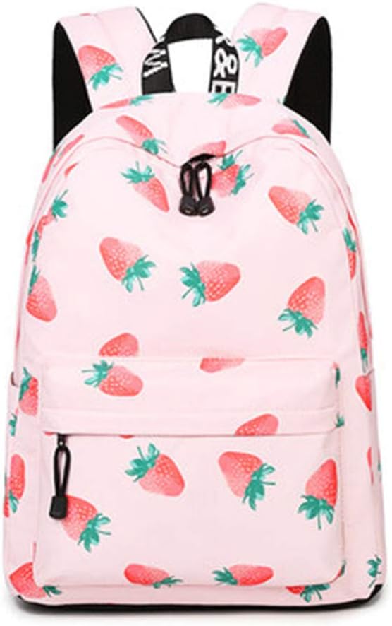 Women Waterproof Fruit Strawberry Printing Large School Bags for Girls Bag Medium