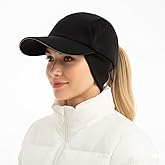 TOP-EX Waterproof Safety Reflective Ponytail Baseball Cap with Ear Flaps Lining for Women Running Outdoor Snow M/L