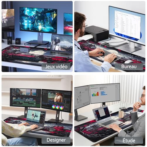 Zindoo XXL Mouse Pad Gamer Mouse Mat 900 x 400 mm Optimized for Sensor, High Accuracy and Speed with Stitched Edges and Non-Slip Rubber Base for Office, Study, Gaming