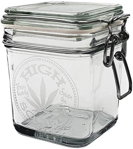 Dope Jars - Herb Storage, Swing Top Stash Jar - with Dope Designs Deep Etched (Medium, High Society)