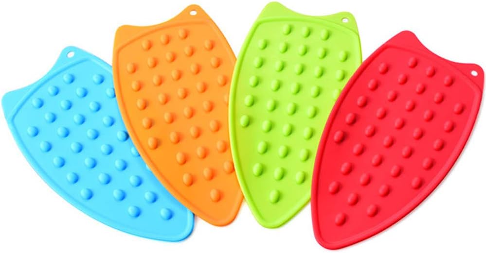 MIAO JIN 4 Pcs Heat-Resistant Silicone Iron Rest Pad for Ironing Board Steam Compact Iron (Blue, Red, Green, Orange): Home & Kitchen