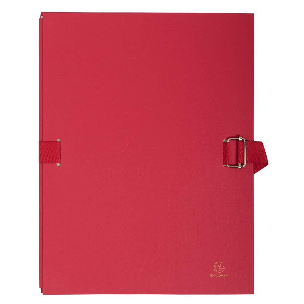 Exacompta - Ref 223075E - Expanding Folder - 240 x 320mm in Size, Suitable for Storing A4 Documents, Expands Up To 13cm , Coloured Canvas with Matching Strap - Red (Pack of 5)