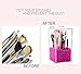 Clear Cosmetic Brush Organizer,Acrylic Brush Holder with Lid,Dust-proof Makeup Brush Holder with Free Rosy Pearls for Vanity Counter-top - NEWCREA