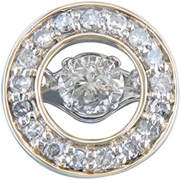 10K Two Tone Yellow White Gold Dancing Diamond Circle Pendant with 18" Chain (9)