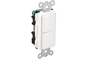 Baomain Double Wall Light Switch, 15Amp 120V Single-Pole White
