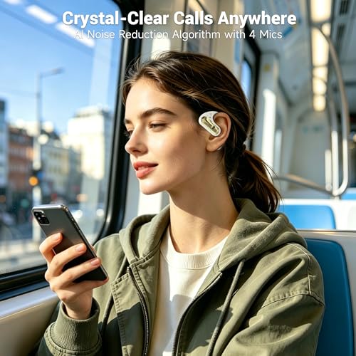 CoolJumper Open Ear Bluetooth 5.4 Headphones with Ear Hooks, IPX7 Waterproof, 60H Playtime LED Case, ENC Clear Call Sports Earbuds for Running Gym Commute