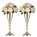 2 Pcs Set Metal Wedding Flower Trumpet Vase Stand, 14 inch Table Decorative Centerpiece Artificial Flower Arrangements for Anniversary Ceremony Party Birthday Event Aisle Home Decoration (Gold)