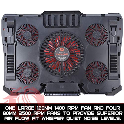 Game Lab Cyclone E-Sport LED Cooling Pad for 15.6-17-Inch Laptops with Five Fans up to 2500 RPM