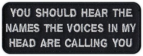 Motorcycle Biker Jacket/Vest Embroidered Patch - You Should Hear What Voices in My Head are Calling You - Funny