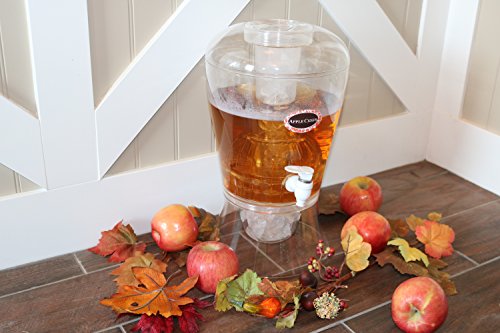 Large 2 Gallon Beverage Dispenser on Stand with Spout - Ice Base and Core Keep Juice and Drinks Cold - Shatterproof Acrylic Jug with Fruit and Tea Infuser and Spigot Perfect for Parties