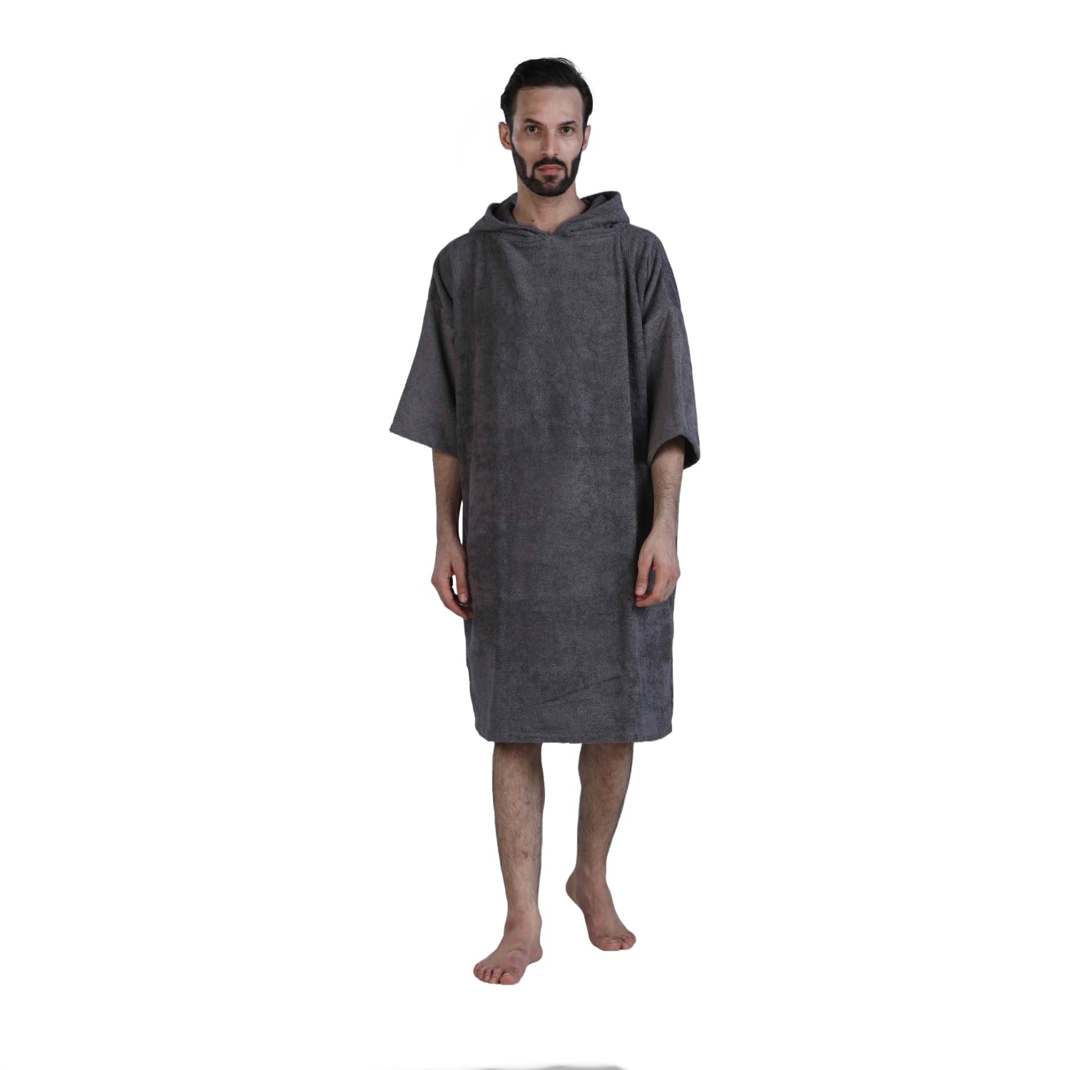Photo 1 of ALLEN & MATE 100% COTTON Unisex Hooded Surf Poncho – Oversized Quick-Dry Absorbent Warm Changing Robe for Beach & Swimming (Charcoal)