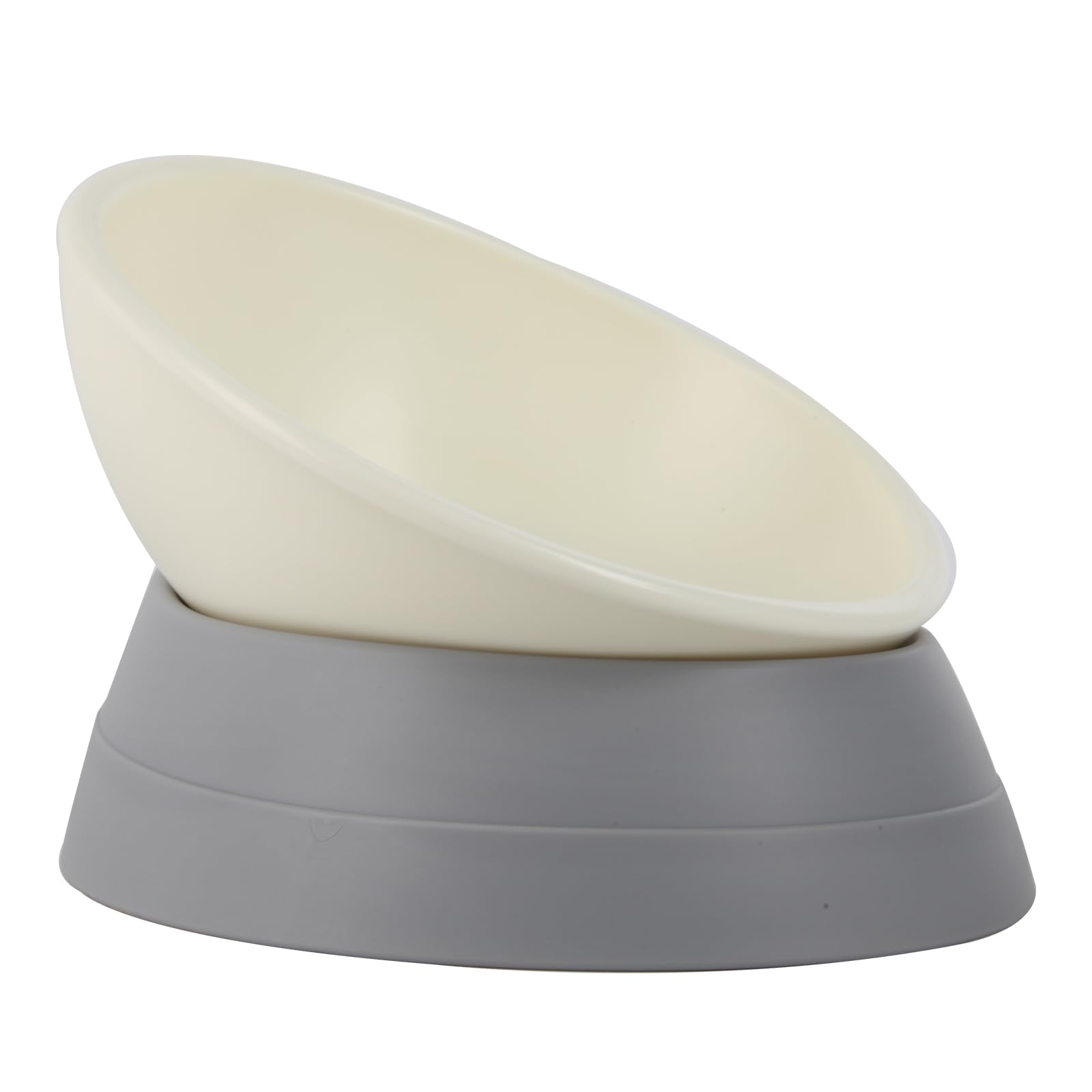 Bulldog Bowl Anti-Slip Dog Cat Dish Detachable Rubber Dog Bowl Pet Sterile Tilted Pet Feeder Slope Bas (Grey, 2 Cup (Small/Medium Dog))