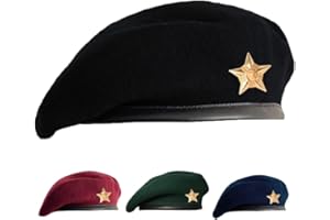SILAK Traditional Army Style Cap with Metal Star Badge – Che Guevara Inspired, Woolen French Beret Hat for Men and Women