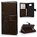Note 5 Case,Galaxy Note 5 Case - Fashion Wallet Purse 3D Embossed Butterflies Premuim PU Leather Flip Cover Ultra Slim TPU Inner Bumper Hand Strap Magnetic Card Slots Dust Plug by Badalink - Brown