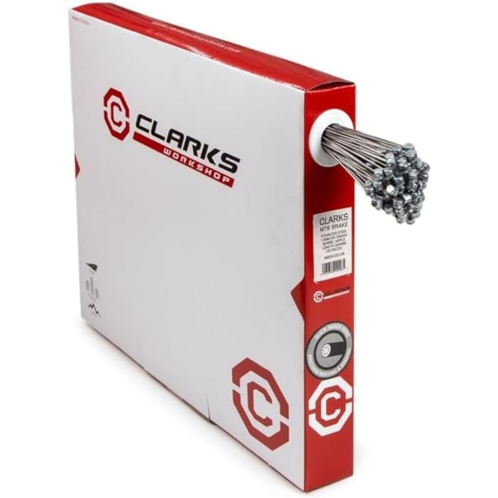 Clarks Universal Galvanised Brake Wire - Pack of 100 Steel Inner Brake Wire Kit and All Fittings for MTB, Hybrid & Road Bikes