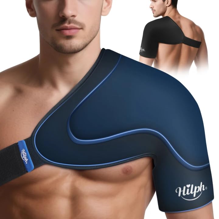 Hilph Cooling Shoulder Cuff Flexible with Velcro Closure for Rotator Cuff, Tendonitis, Shoulder Pain, Postoperative Recovery, Large