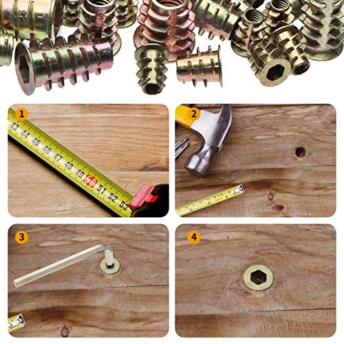 URLWALL 165PCS Threaded Inserts Nuts, Wood Insert Assortment Tool Kit, M4/M5/M6/M8 Furniture